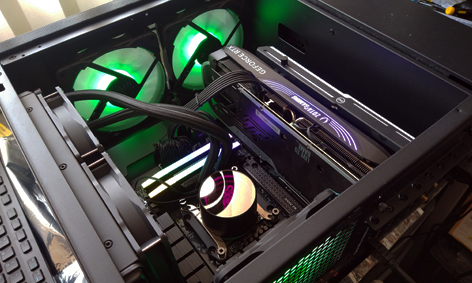 picture of the inside of an upgraded gaming computer that has had new parts fitted replacing the old computer hardware system at pc masters computer repair and upgrades in stevenage near hitch and letchworth herts.